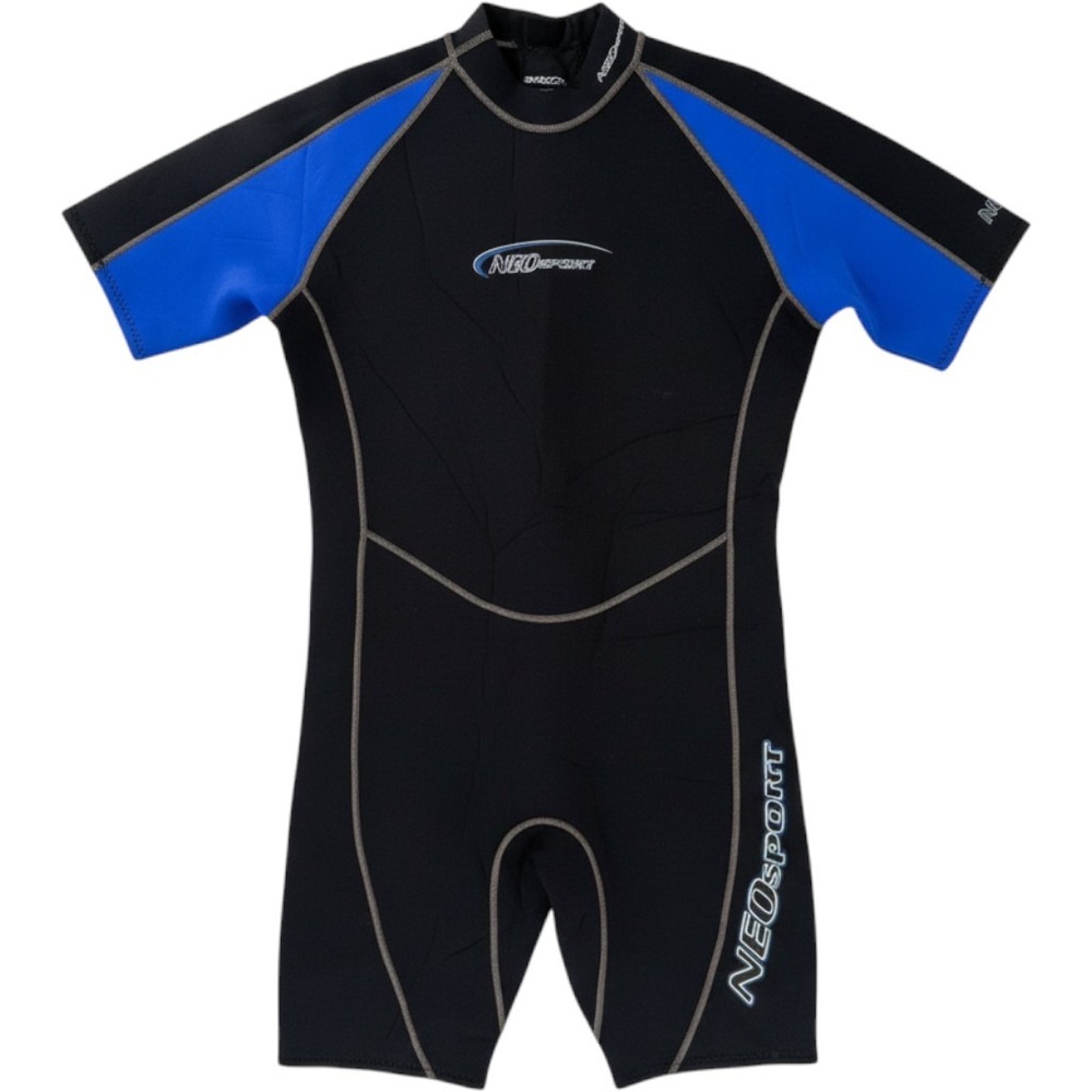 NeoSport 2mm Shorty Wetsuit Mens 3XL Black Blue Short Sleeve Back Zip Snorkel